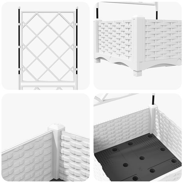 Grote foto vidaxl plantenbak met latwerk 40x40x125 5 cm wit tuin en terras overige tuin en terras