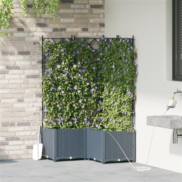 Grote foto vidaxl plantenbakken 3 st met waterirrigatiesysteem lichtgrijs tuin en terras overige tuin en terras