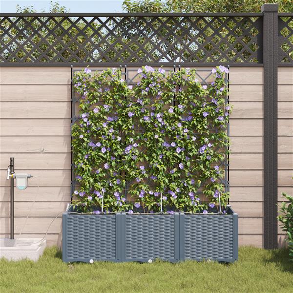 Grote foto vidaxl plantenbakken 3 st met waterirrigatiesysteem lichtgrijs tuin en terras overige tuin en terras