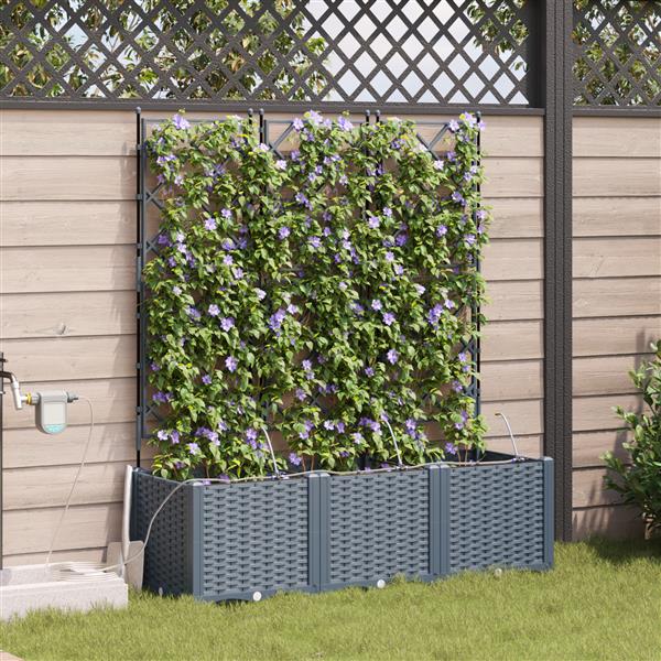 Grote foto vidaxl plantenbakken 3 st met waterirrigatiesysteem lichtgrijs tuin en terras overige tuin en terras
