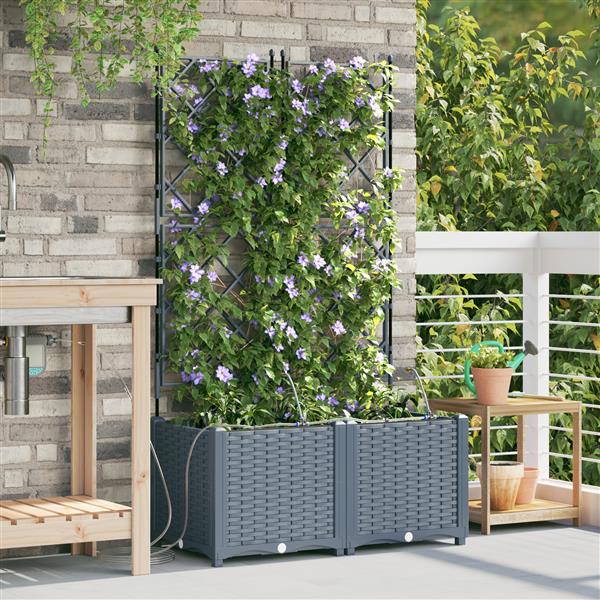 Grote foto vidaxl plantenbakken 2 st met waterirrigatiesysteem lichtgrijs tuin en terras overige tuin en terras