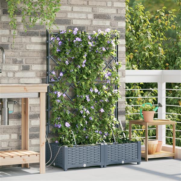 Grote foto vidaxl plantenbakken 2 st met waterirrigatiesysteem lichtgrijs tuin en terras overige tuin en terras