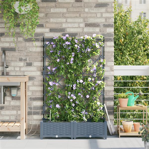 Grote foto vidaxl plantenbakken 2 st met waterirrigatiesysteem lichtgrijs tuin en terras overige tuin en terras