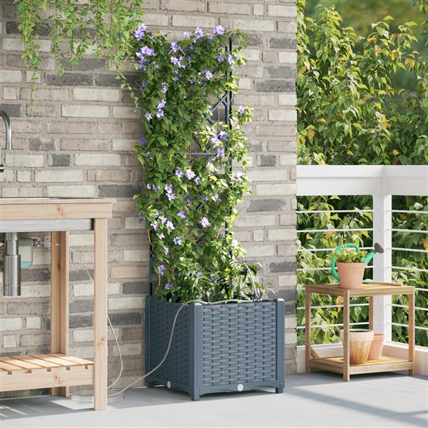 Grote foto vidaxl plantenbak met waterirrigatiesysteem lichtgrijs tuin en terras overige tuin en terras