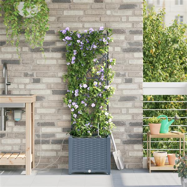 Grote foto vidaxl plantenbak met waterirrigatiesysteem lichtgrijs tuin en terras overige tuin en terras