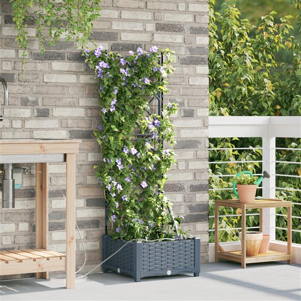 Grote foto vidaxl plantenbak met waterirrigatiesysteem lichtgrijs tuin en terras overige tuin en terras