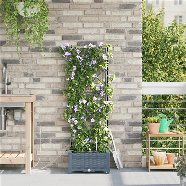 Grote foto vidaxl plantenbak met waterirrigatiesysteem lichtgrijs tuin en terras overige tuin en terras