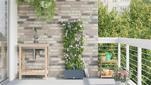 Grote foto vidaxl plantenbak met waterirrigatiesysteem lichtgrijs tuin en terras overige tuin en terras