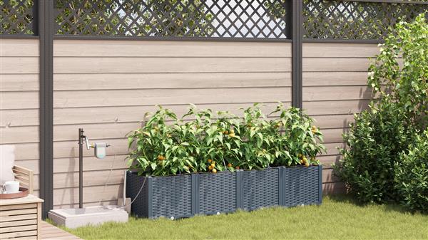 Grote foto vidaxl plantenbakken 4 st met waterirrigatiesysteem lichtgrijs tuin en terras overige tuin en terras