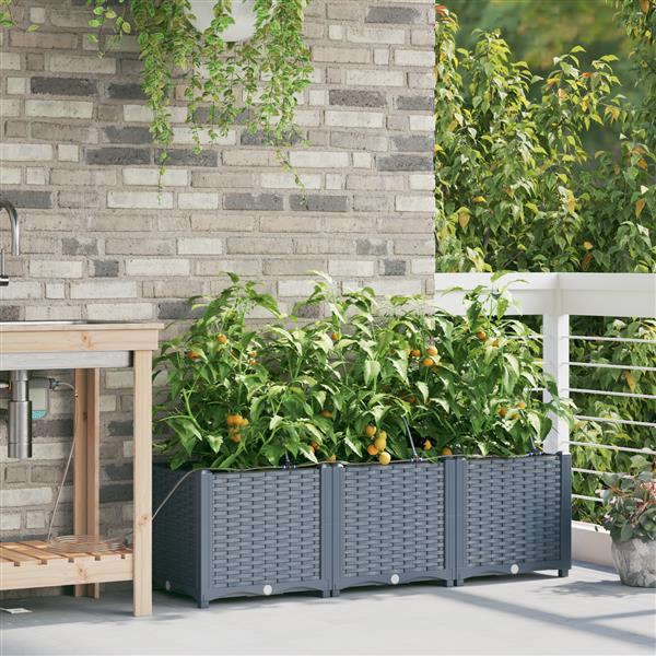Grote foto vidaxl plantenbakken 3 st met waterirrigatiesysteem lichtgrijs tuin en terras overige tuin en terras