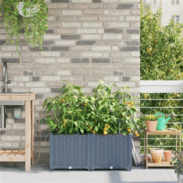 Grote foto vidaxl plantenbakken 2 st met waterirrigatiesysteem lichtgrijs tuin en terras overige tuin en terras