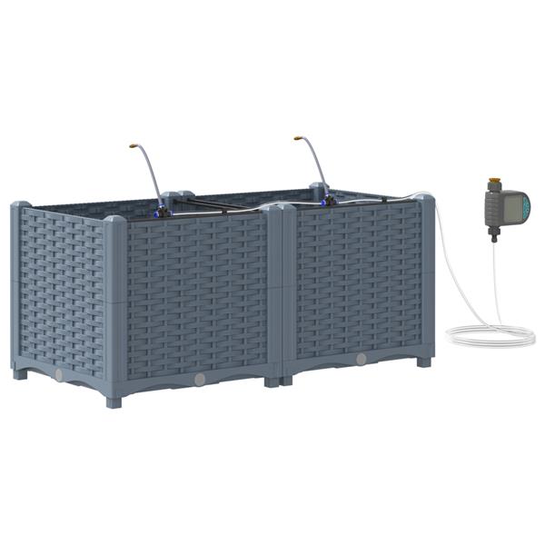 Grote foto vidaxl plantenbakken 2 st met waterirrigatiesysteem lichtgrijs tuin en terras overige tuin en terras