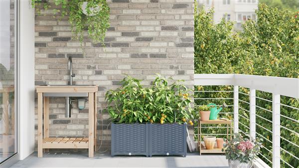 Grote foto vidaxl plantenbakken 2 st met waterirrigatiesysteem lichtgrijs tuin en terras overige tuin en terras