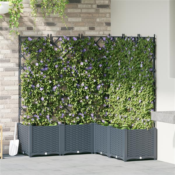 Grote foto vidaxl plantenbakken 5 st met latwerk 120x120x143 cm lichtgrijs tuin en terras overige tuin en terras