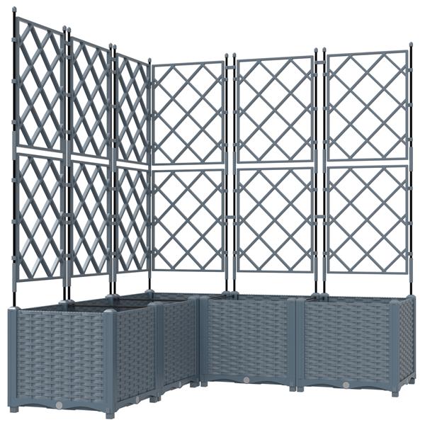 Grote foto vidaxl plantenbakken 5 st met latwerk 120x120x143 cm lichtgrijs tuin en terras overige tuin en terras