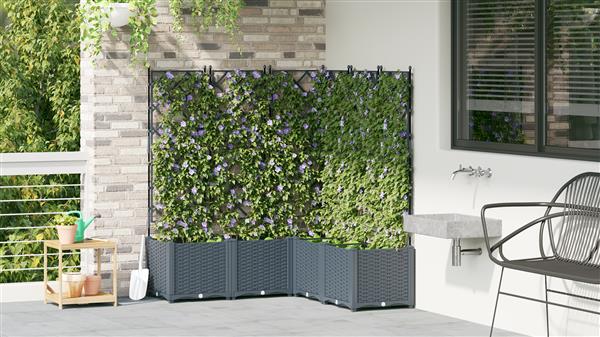 Grote foto vidaxl plantenbakken 5 st met latwerk 120x120x143 cm lichtgrijs tuin en terras overige tuin en terras