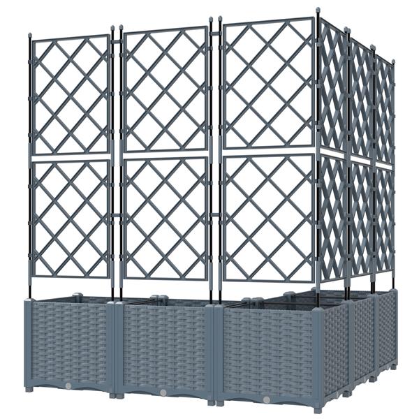 Grote foto vidaxl plantenbakken 5 st met latwerk 120x120x143 cm lichtgrijs tuin en terras overige tuin en terras