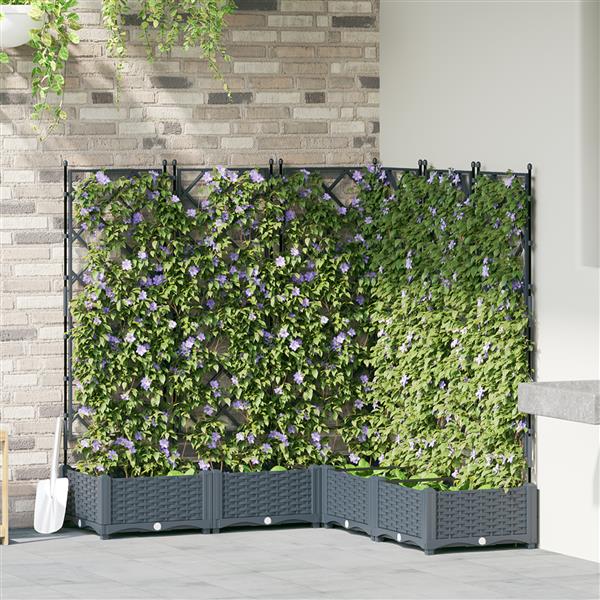 Grote foto vidaxl plantenbakken 5 st met latwerk 120x120x125 5 cm lichtgrijs tuin en terras overige tuin en terras