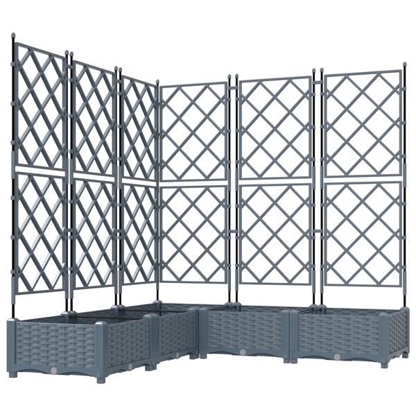 Grote foto vidaxl plantenbakken 5 st met latwerk 120x120x125 5 cm lichtgrijs tuin en terras overige tuin en terras