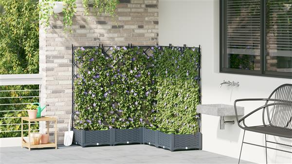 Grote foto vidaxl plantenbakken 5 st met latwerk 120x120x125 5 cm lichtgrijs tuin en terras overige tuin en terras