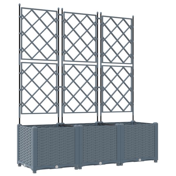 Grote foto vidaxl plantenbakken 3 st met latwerk 120x40x143 cm lichtgrijs tuin en terras overige tuin en terras