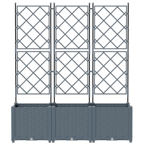Grote foto vidaxl plantenbakken 3 st met latwerk 120x40x143 cm lichtgrijs tuin en terras overige tuin en terras