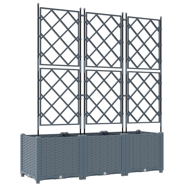 Grote foto vidaxl plantenbakken 3 st met latwerk 120x40x143 cm lichtgrijs tuin en terras overige tuin en terras