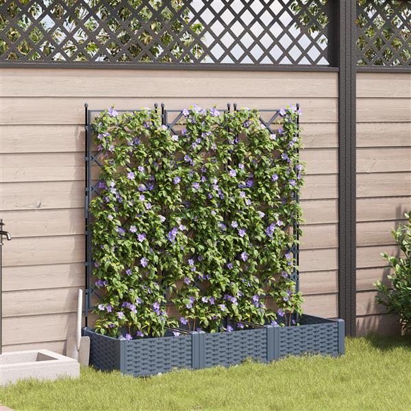 Grote foto vidaxl plantenbakken 3 st met latwerk 120x40x125 5 cm lichtgrijs tuin en terras overige tuin en terras