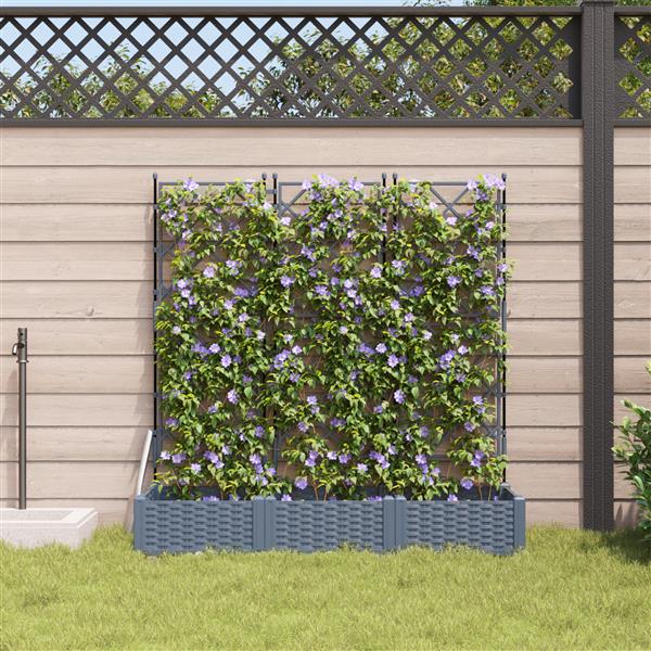 Grote foto vidaxl plantenbakken 3 st met latwerk 120x40x125 5 cm lichtgrijs tuin en terras overige tuin en terras