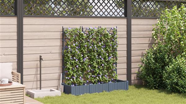 Grote foto vidaxl plantenbakken 3 st met latwerk 120x40x125 5 cm lichtgrijs tuin en terras overige tuin en terras