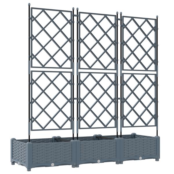 Grote foto vidaxl plantenbakken 3 st met latwerk 120x40x125 5 cm lichtgrijs tuin en terras overige tuin en terras