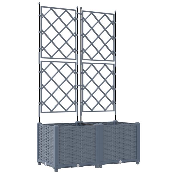 Grote foto vidaxl plantenbakken 2 st met latwerk 80x40x143 cm lichtgrijs tuin en terras overige tuin en terras
