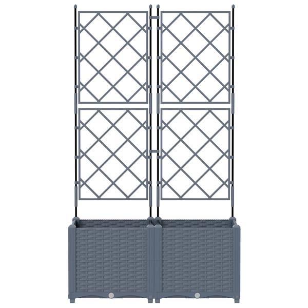 Grote foto vidaxl plantenbakken 2 st met latwerk 80x40x143 cm lichtgrijs tuin en terras overige tuin en terras