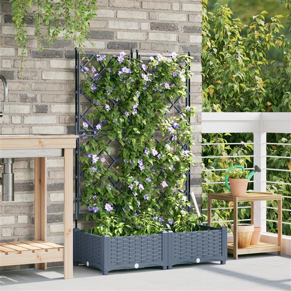Grote foto vidaxl plantenbakken 2 st met latwerk 80x40x125 5 cm lichtgrijs tuin en terras overige tuin en terras