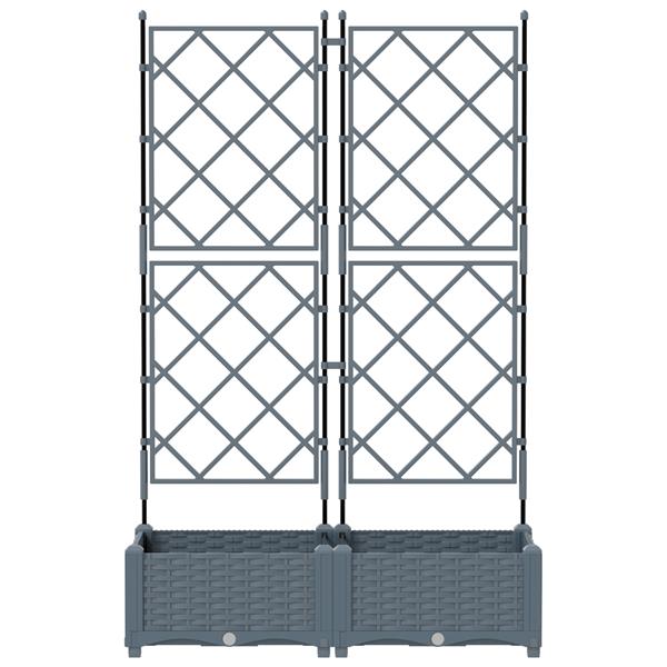 Grote foto vidaxl plantenbakken 2 st met latwerk 80x40x125 5 cm lichtgrijs tuin en terras overige tuin en terras