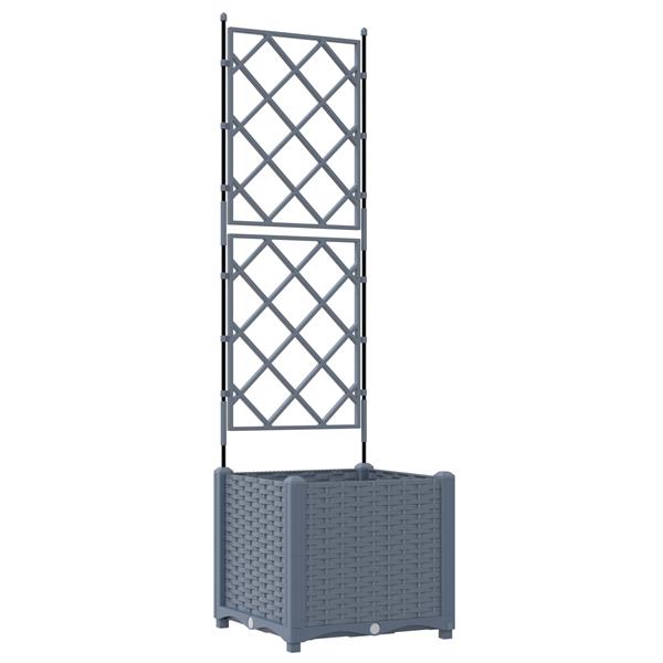 Grote foto vidaxl plantenbak met latwerk 40x40x143 cm lichtgrijs tuin en terras overige tuin en terras
