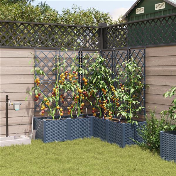 Grote foto vidaxl plantenbakken 5 st met waterirrigatiesysteem grijs tuin en terras overige tuin en terras
