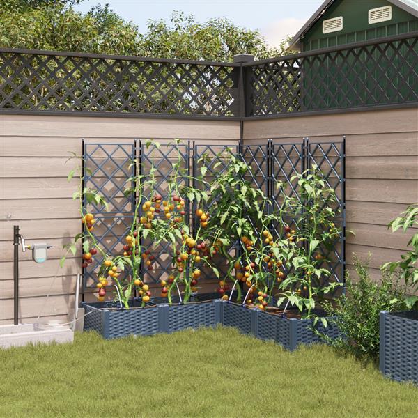 Grote foto vidaxl plantenbakken 5 st met waterirrigatiesysteem grijs tuin en terras overige tuin en terras