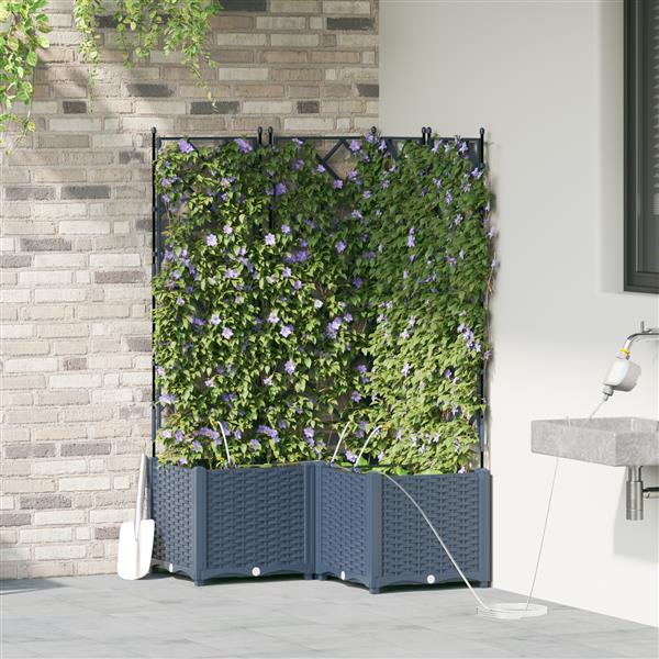Grote foto vidaxl plantenbakken 3 st met waterirrigatiesysteem grijs tuin en terras overige tuin en terras