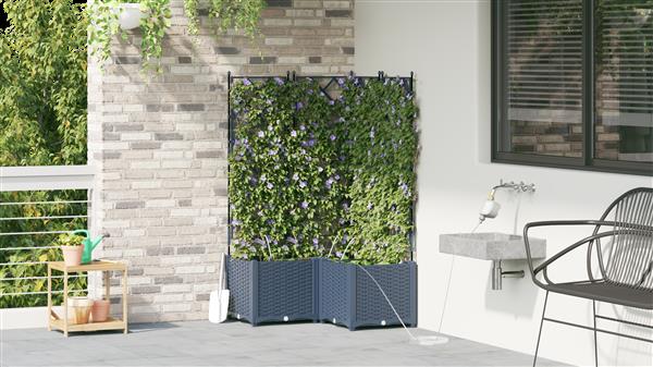 Grote foto vidaxl plantenbakken 3 st met waterirrigatiesysteem grijs tuin en terras overige tuin en terras