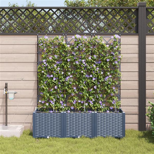 Grote foto vidaxl plantenbakken 3 st met waterirrigatiesysteem grijs tuin en terras overige tuin en terras