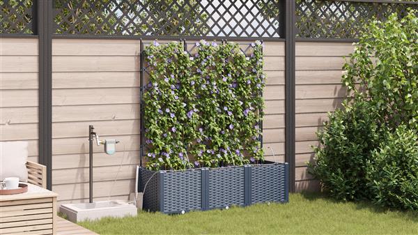 Grote foto vidaxl plantenbakken 3 st met waterirrigatiesysteem grijs tuin en terras overige tuin en terras