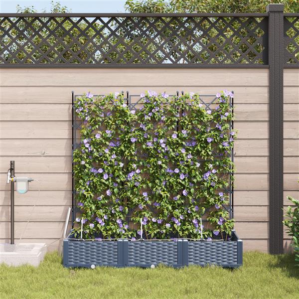 Grote foto vidaxl plantenbakken 3 st met waterirrigatiesysteem grijs tuin en terras overige tuin en terras