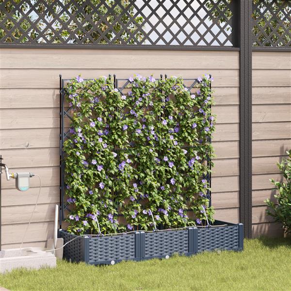 Grote foto vidaxl plantenbakken 3 st met waterirrigatiesysteem grijs tuin en terras overige tuin en terras