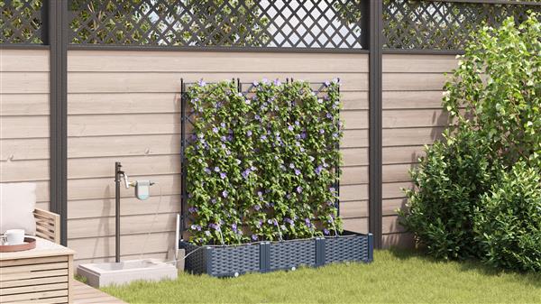 Grote foto vidaxl plantenbakken 3 st met waterirrigatiesysteem grijs tuin en terras overige tuin en terras