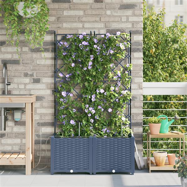 Grote foto vidaxl plantenbakken 2 st met waterirrigatiesysteem grijs tuin en terras overige tuin en terras