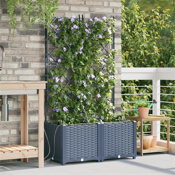 Grote foto vidaxl plantenbakken 2 st met waterirrigatiesysteem grijs tuin en terras overige tuin en terras