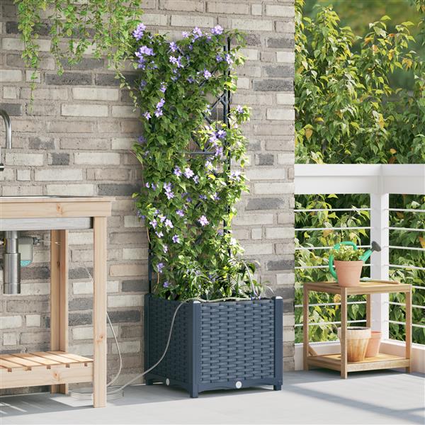 Grote foto vidaxl plantenbak met waterirrigatiesysteem grijs tuin en terras overige tuin en terras