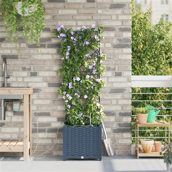 Grote foto vidaxl plantenbak met waterirrigatiesysteem grijs tuin en terras overige tuin en terras