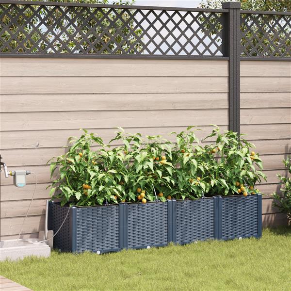 Grote foto vidaxl plantenbakken 4 st met waterirrigatiesysteem grijs tuin en terras overige tuin en terras
